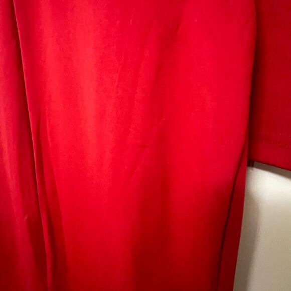 Women’s Red Long Sleeve Midi Sheath Dress Stretch Slim Comfy Size L - Picture 5 of 14